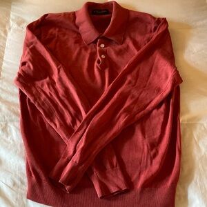 Brooks Brothers silk/cotton blend sweater. Pinky/red/salmon color. Medium